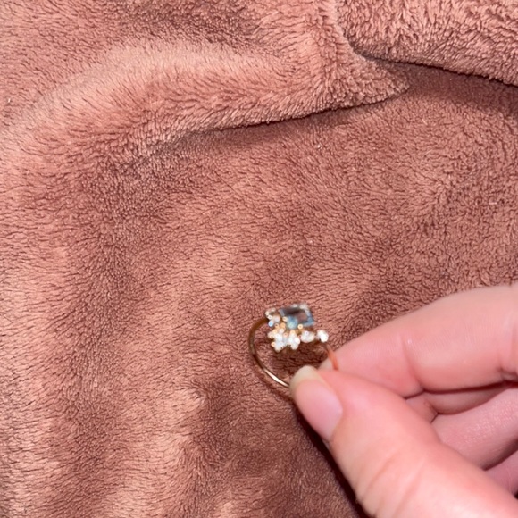 Aquamarine and White Sapphire Ring Size 6.5 - Picture 3 of 5